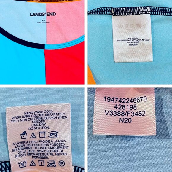 Plus 3-Piece Lands’ End Swim Set 16W/L — Tankini Rash Guard Board Shorts - Picture 12 of 13